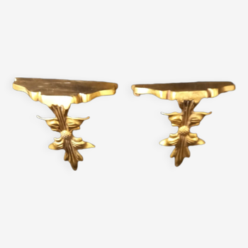 Pair of small brass wall consoles