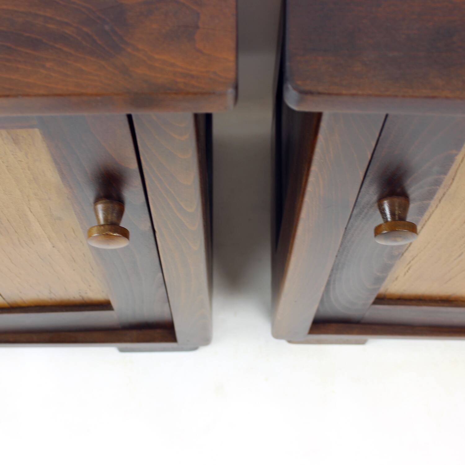 Tall Vintage Bedside Tables In Wood, Czechoslovakia 1930s
