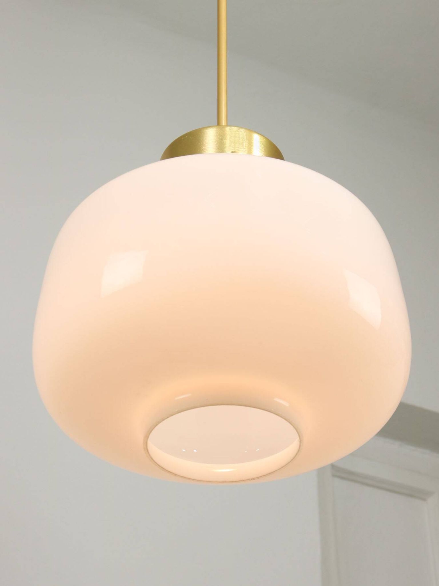 Pair of Mid-Century Opaline Pendant Lamps, 60s
