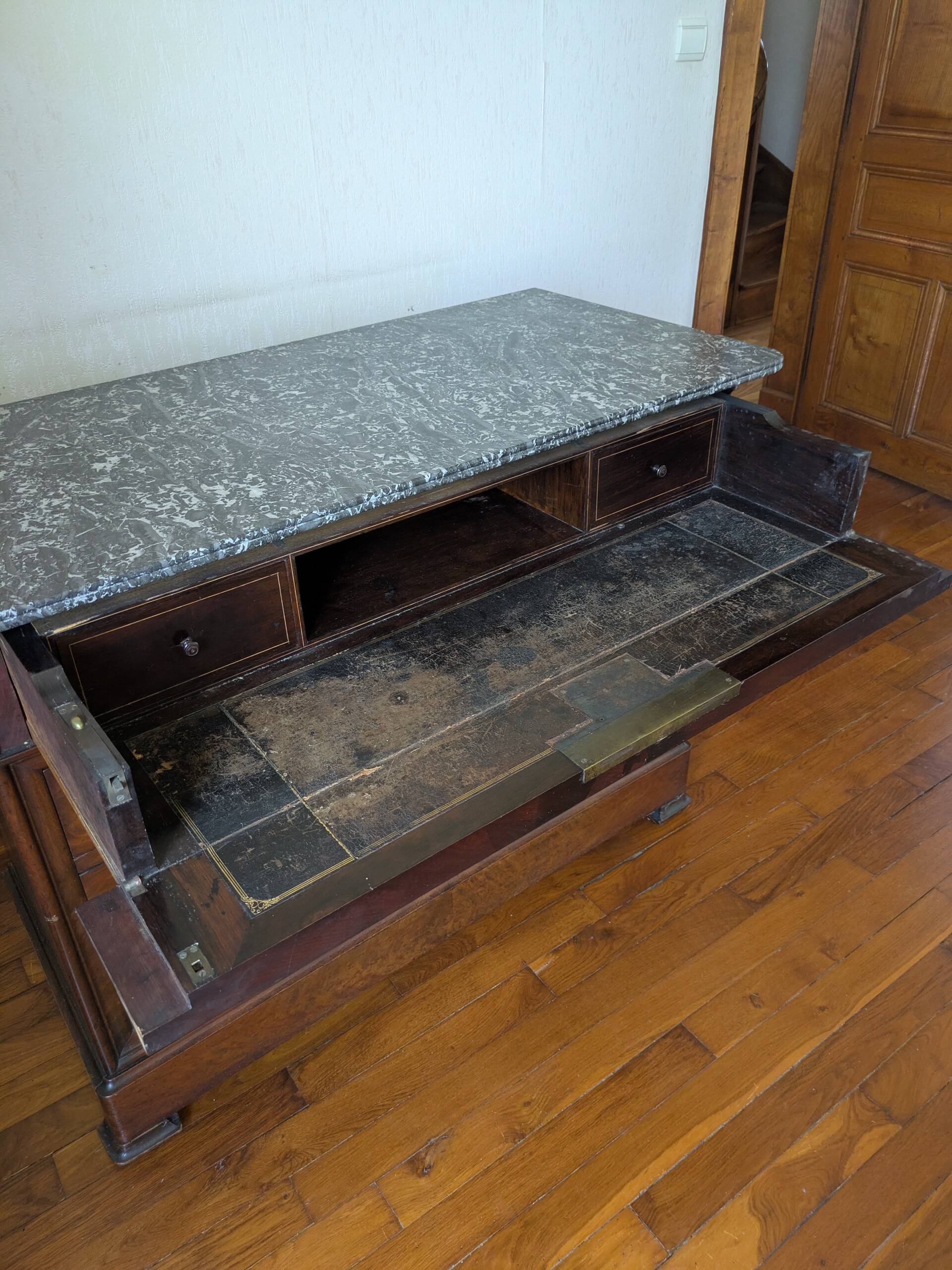 Commode bureau d'époque – Début XXᵉ siècle avec plateau en marbre