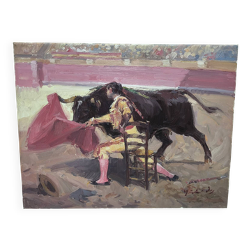 Hand-painted bullfighting artwork