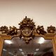 Antique English golden barock mirror mirror with large ornament