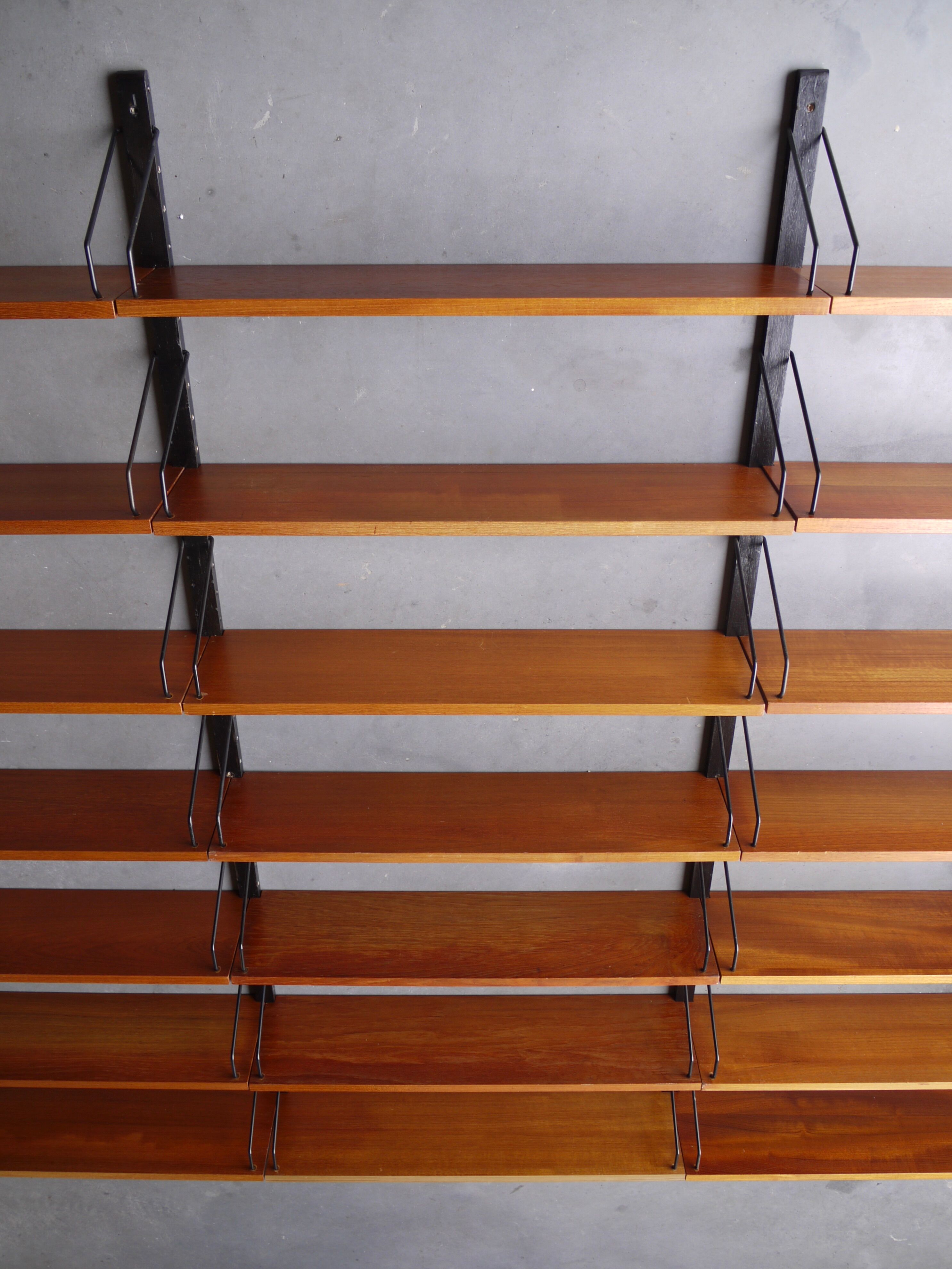 Vintage teak wall shelving system shelves by Poul Cadovius, 1960s