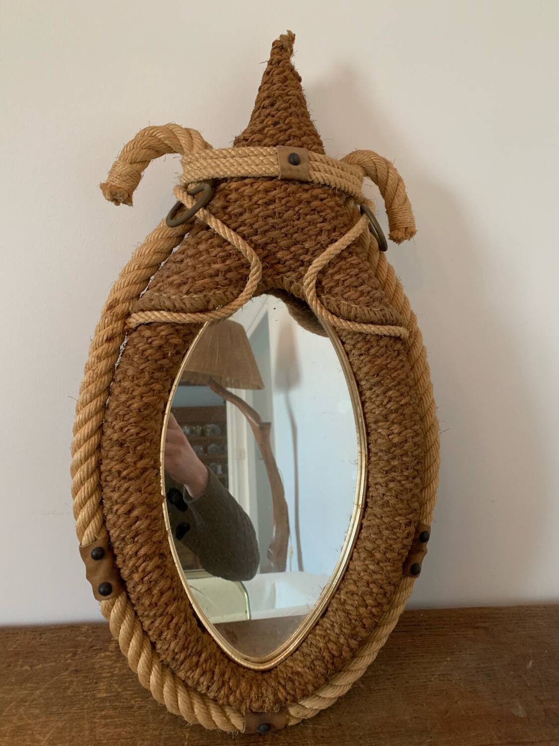 Miroir Corde Circa 1950 Vintage