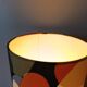 vintage lamp with a white wooden base, multicoloured sixties lampshade