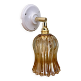 Vintage tulip wall light in thick amber glass