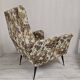 Pair of Mid-Century Design armchairs – jacquard upholstery with tapered legs
