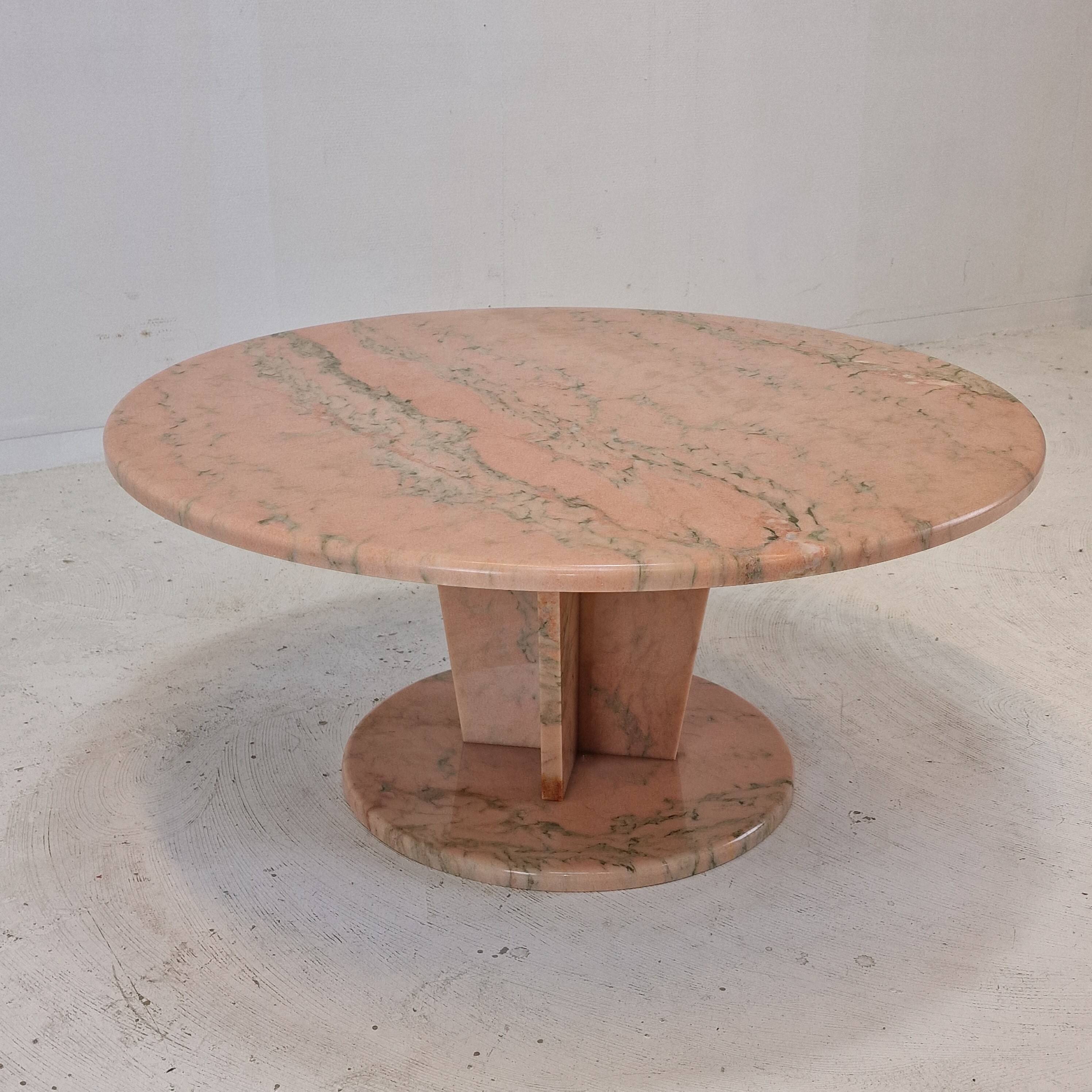 Round Italian Marble Coffee or Side Table, 1980's