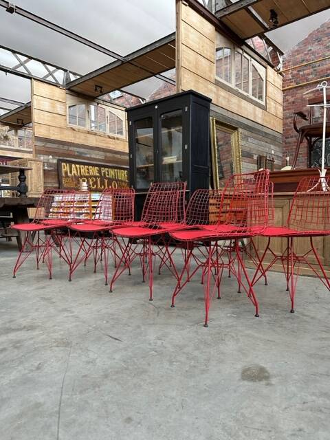 Suite of 10 metal chairs