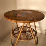 Bamboo and ceramic coffee table Audoux Minet