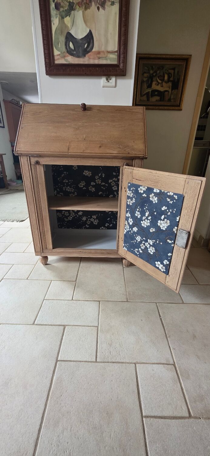 Vintage raw oak secretary