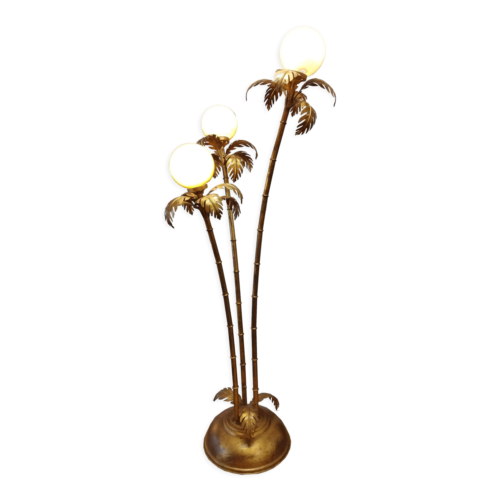 3-globe gilded metal floor lamp