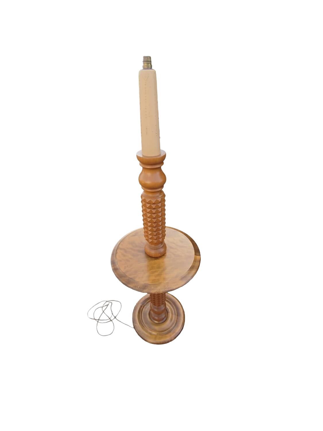 Lamp base in elm attributed to Chales Dudouyt, 1940s.