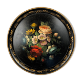 Painted sheet metal tray decorated with flowers