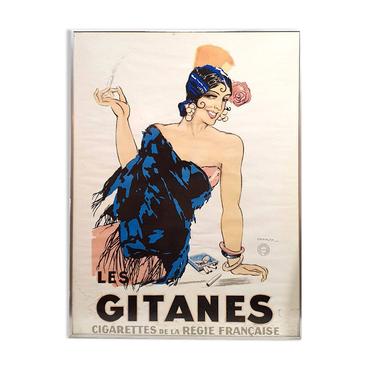 Affiche publicitaire vintage 79x59 Cigarettes les gitanes Dransy Montrouge 1992