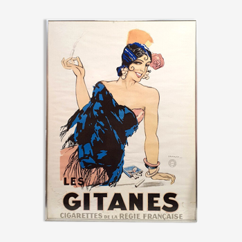Affiche publicitaire vintage 79x59 Cigarettes les gitanes Dransy Montrouge 1992