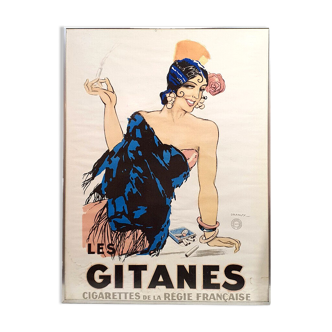 Affiche publicitaire vintage 79x59 Cigarettes les gitanes Dransy Montrouge 1992