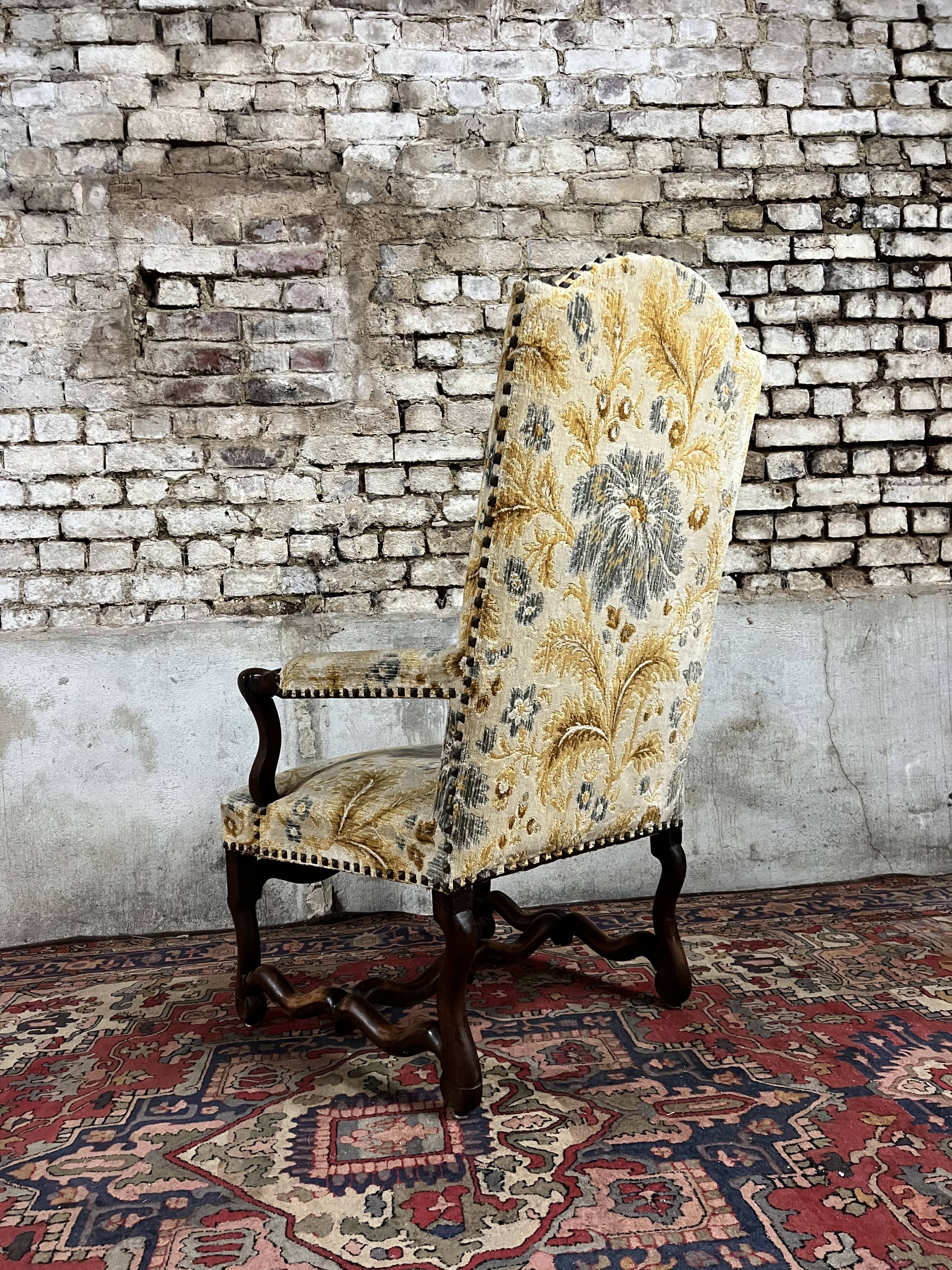 Walnut armchair from louis xiii period from the 17th century