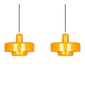 Paire de 2 lampes suspendues vintage danoises GoGo par Vitrika, années 1970.