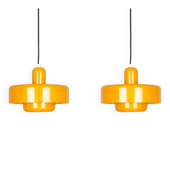 Pair of 2 Danish vintage pendant lamps GoGo by Vitrika, 1970s