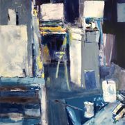 Artist's studio. Original lithograph signed in pencil.