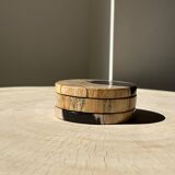 Set of 3 fossilized wooden coasters (clear)