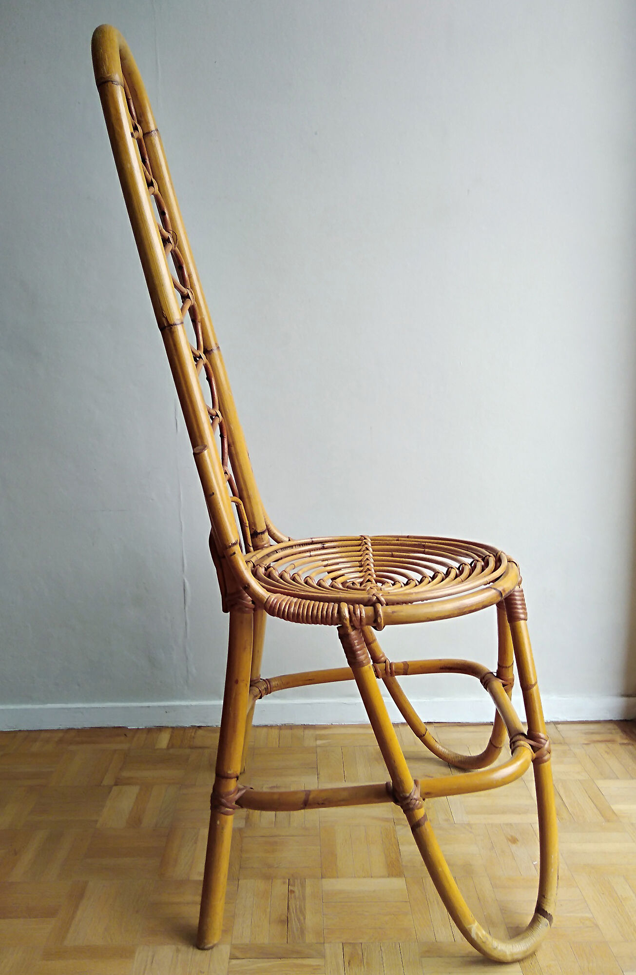 Chair rattan french work of the 1960