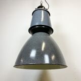 Grey enamel industrial factory lamp from Elektrosvit, 1960s