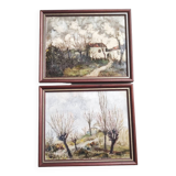 Paire de peintures à l'huile
