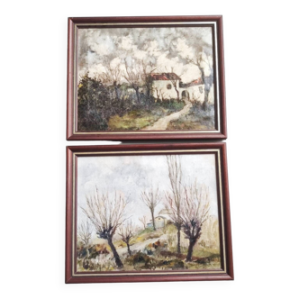 Pair of oil paintings