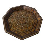 Oriental wooden marquetry tray