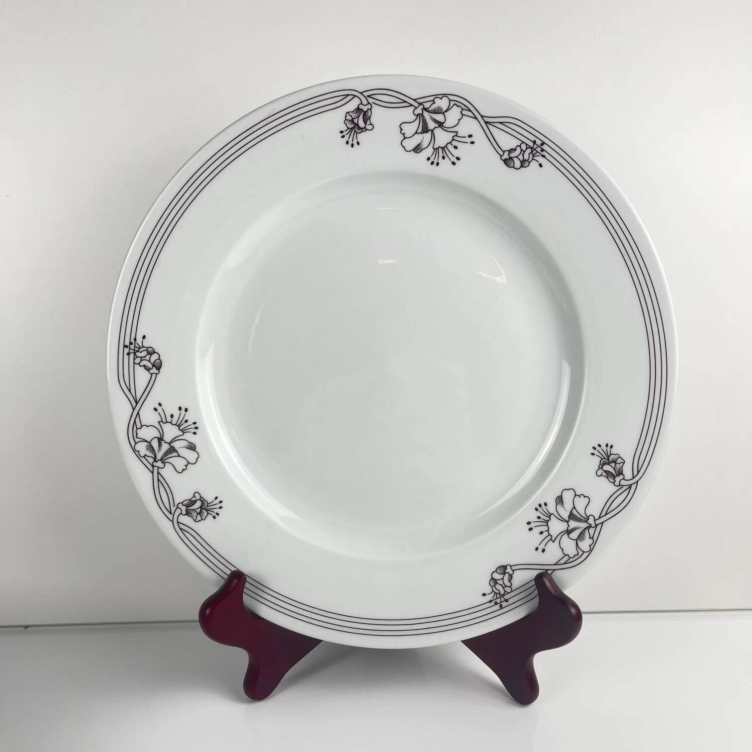 Set de 6 assiettes plates "Elysa", Sarreguemines, 1980-90