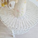 Antique white rattan side table