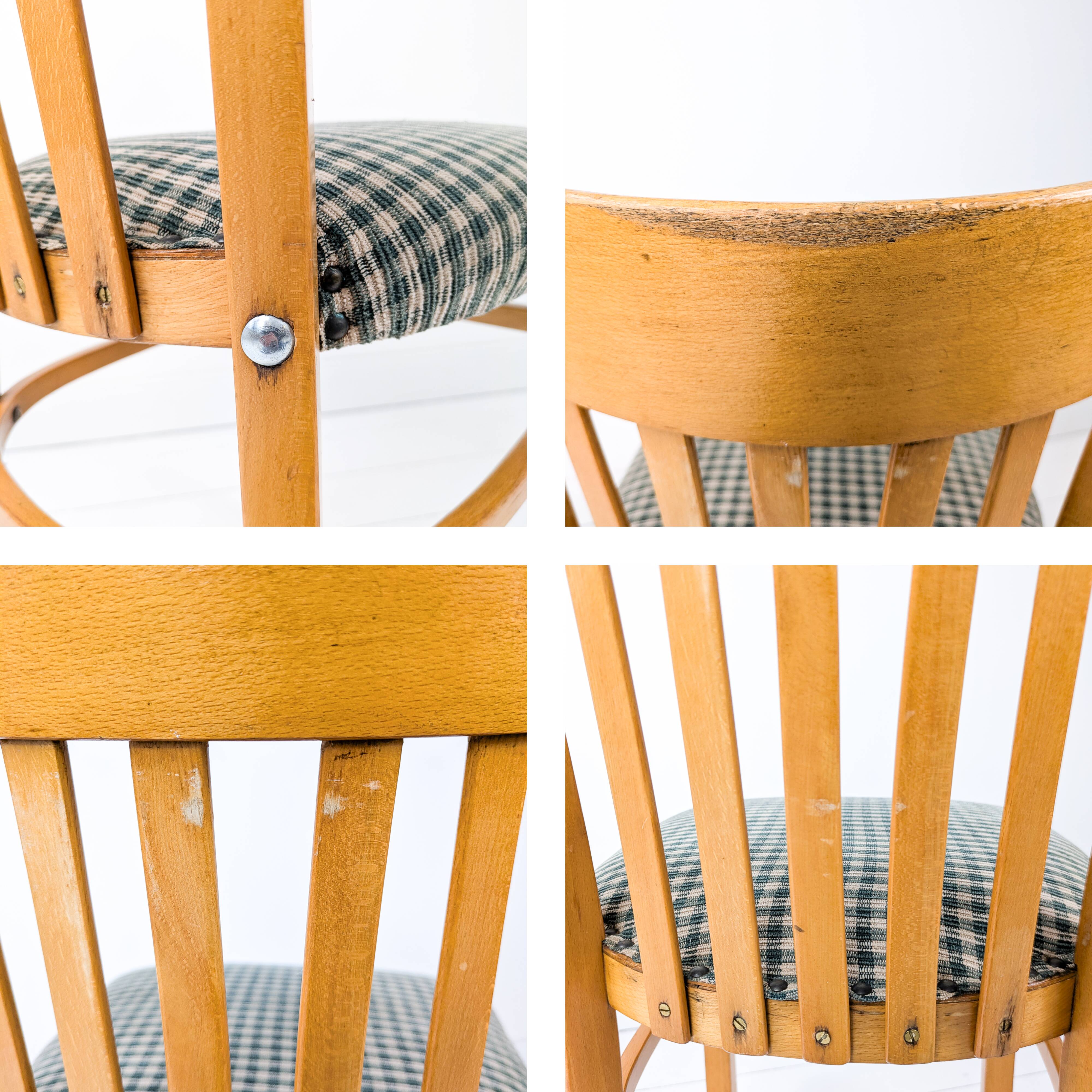 2pcs Chaise de café Bistro chaise Mid Century Vintage rembourrage carreaux