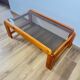 Pine coffee table with smoked glass top, 1970s/80s.