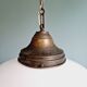 Large Art Deco pendant light in conical white opaline, 1920s-30s