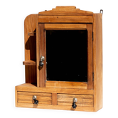 Étagère murale Art déco en bois de noyer avec miroir et tiroirs, rénovée