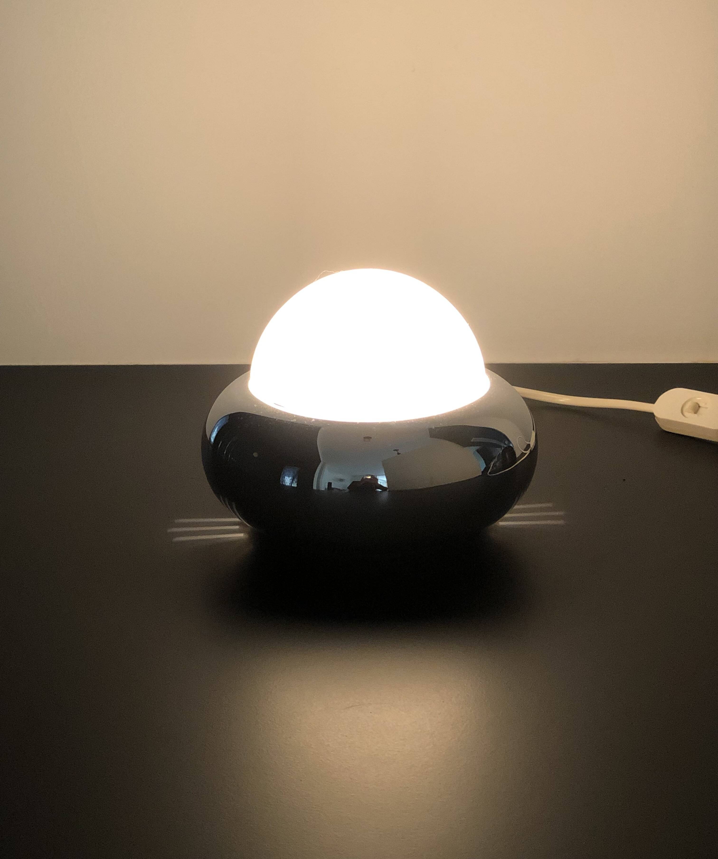 Chrome UFO lamp model c359 by LUCI, Italy 1970s