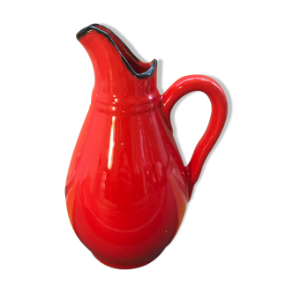 Former red ceramics pitcher - anse cuisine 70s vintage