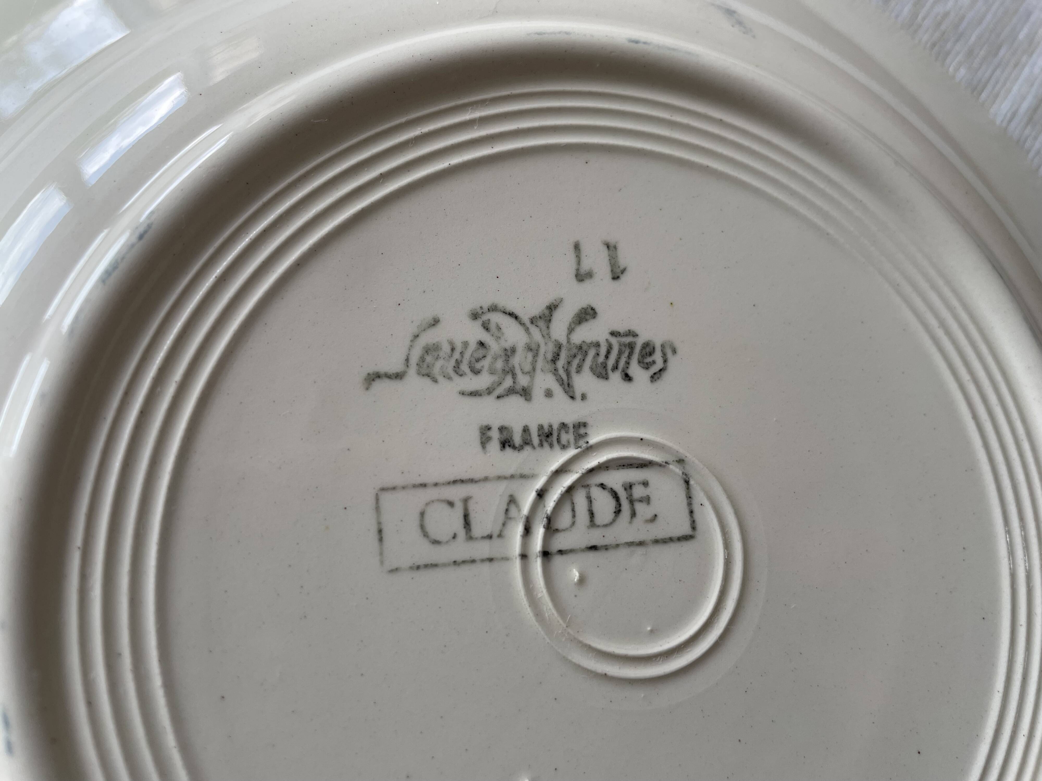 6 antique deep plates in Sarreguemines earthenware