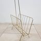 Magazine rack, gold metal, brown wood, Germany, 1970s