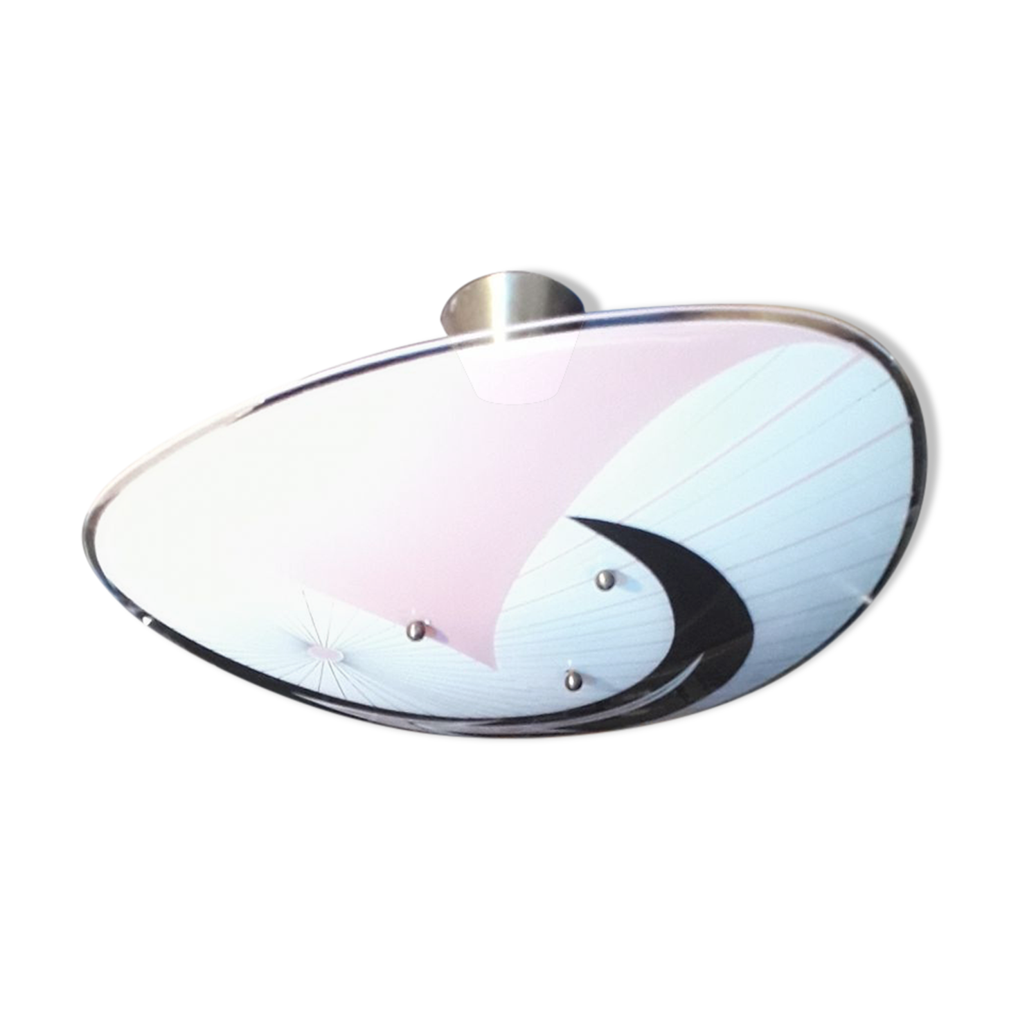 Suspension palette plafonnier rose et noir design 1950/70