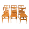 Set of 6 luterma blond wood bistro chairs 1950