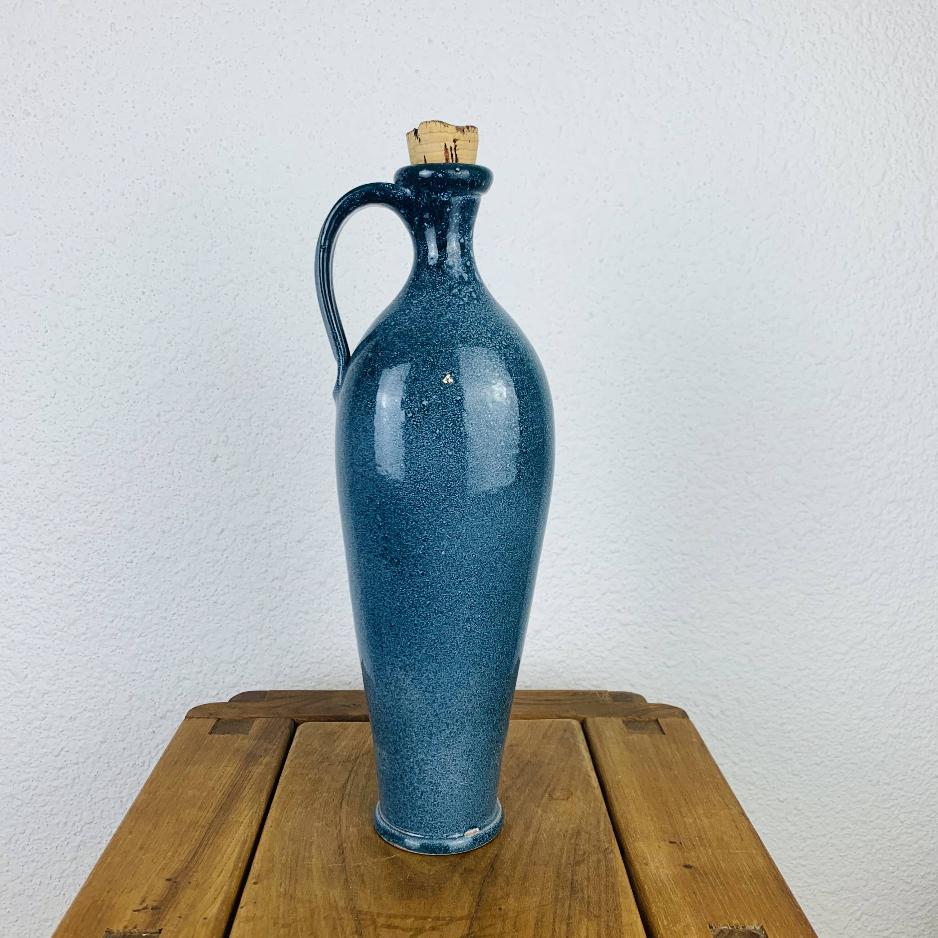 Blue ceramic bottle vase 35 cm