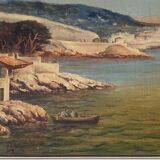 Oil on canvas signed, 19th century, Mediterranean coves