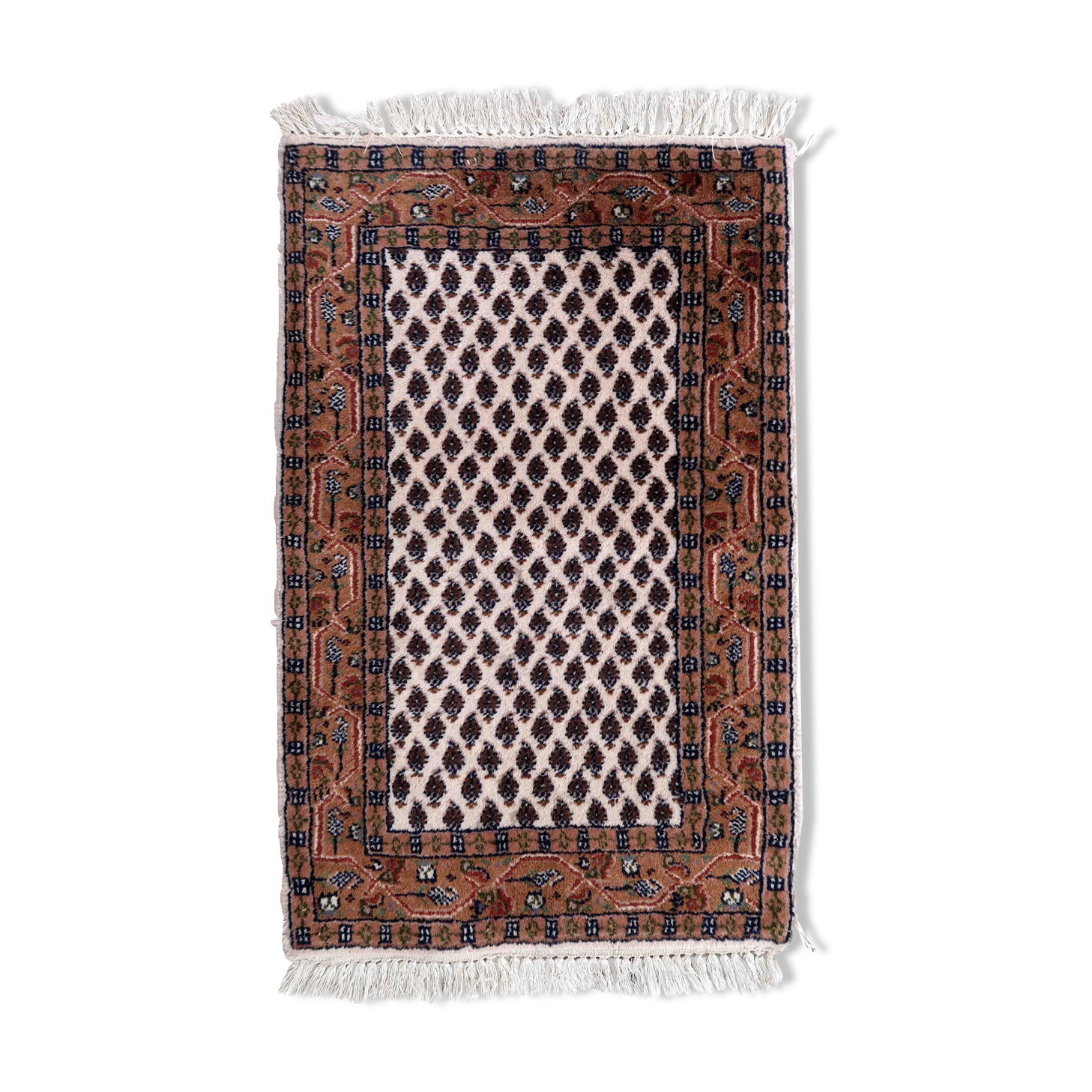 Vintage Indian carpet Seraband handmade 56cm x 89cm 1970s