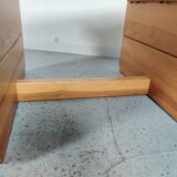 Table basse brutaliste en pin massif années 80