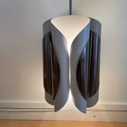 Chrome and bakelite pendant light, Italy, 1970s.
