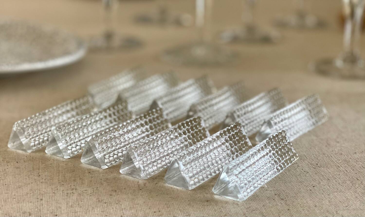 12 glass knife holders.