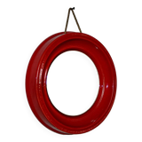 Vintage bright red ceramic mirror 1960
